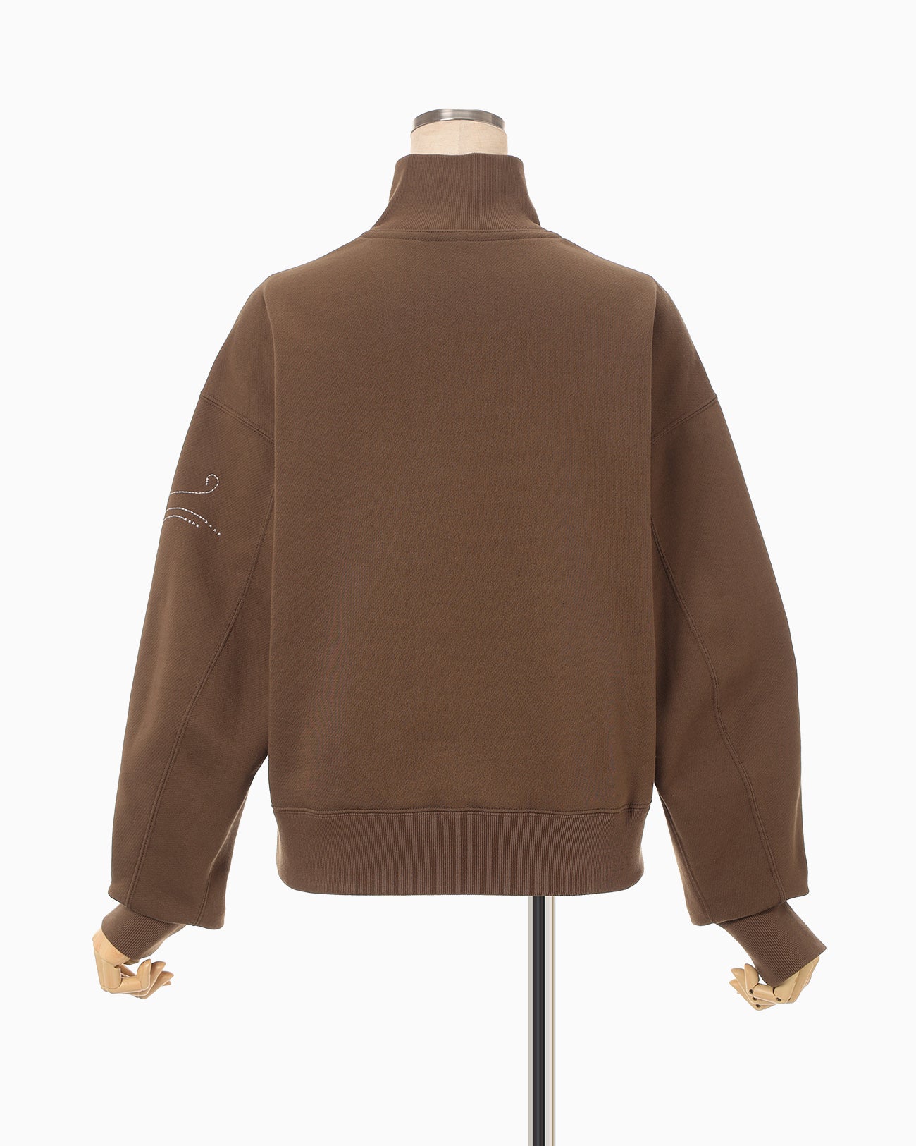 Landscape Embroidery Half Zipped Sweatshirt - brown - Mame Kurogouchi