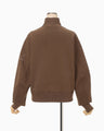 Landscape Embroidery Half Zipped Sweatshirt - brown