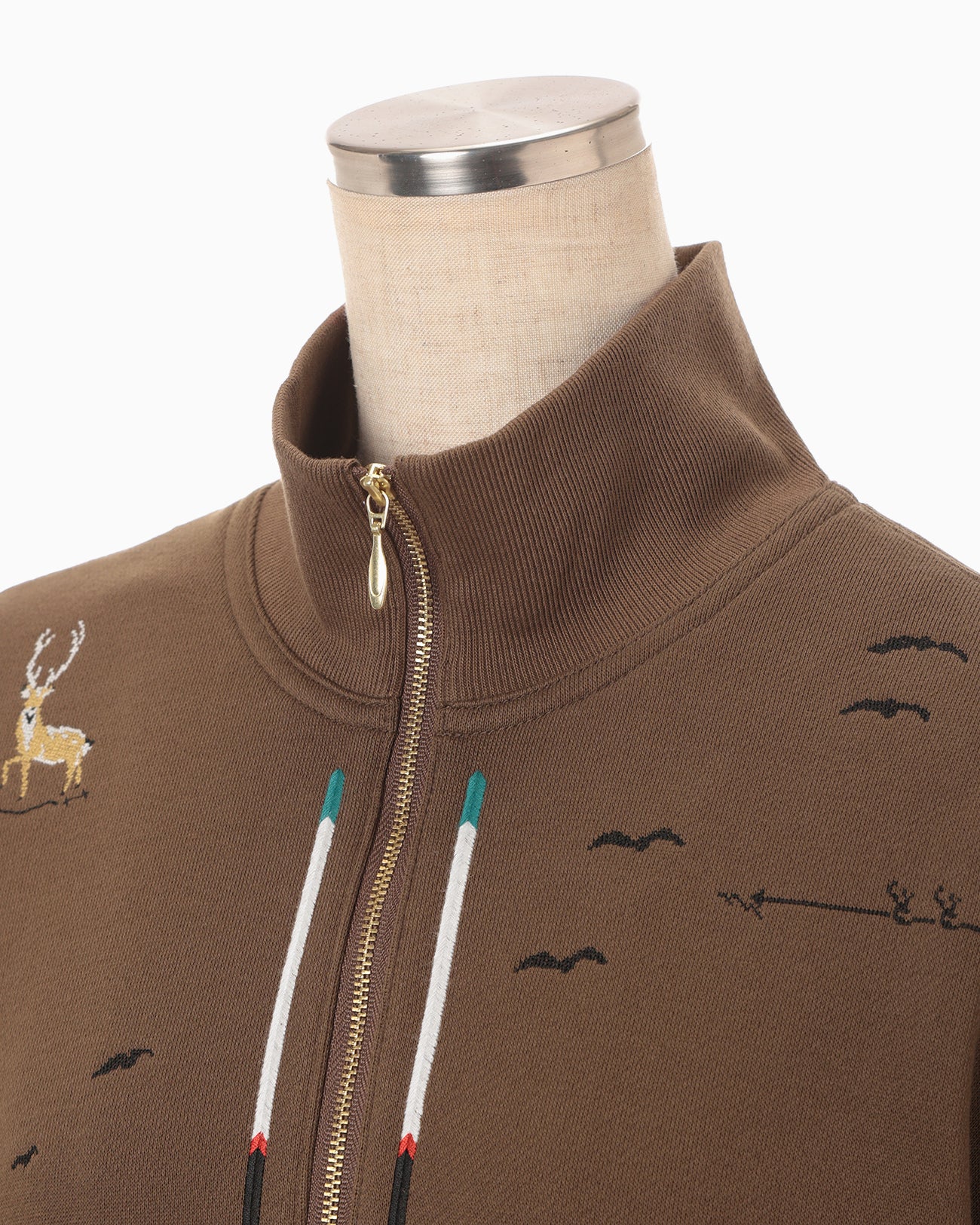 Landscape Embroidery Half Zipped Sweatshirt - brown - Mame Kurogouchi