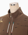 Landscape Embroidery Half Zipped Sweatshirt - brown