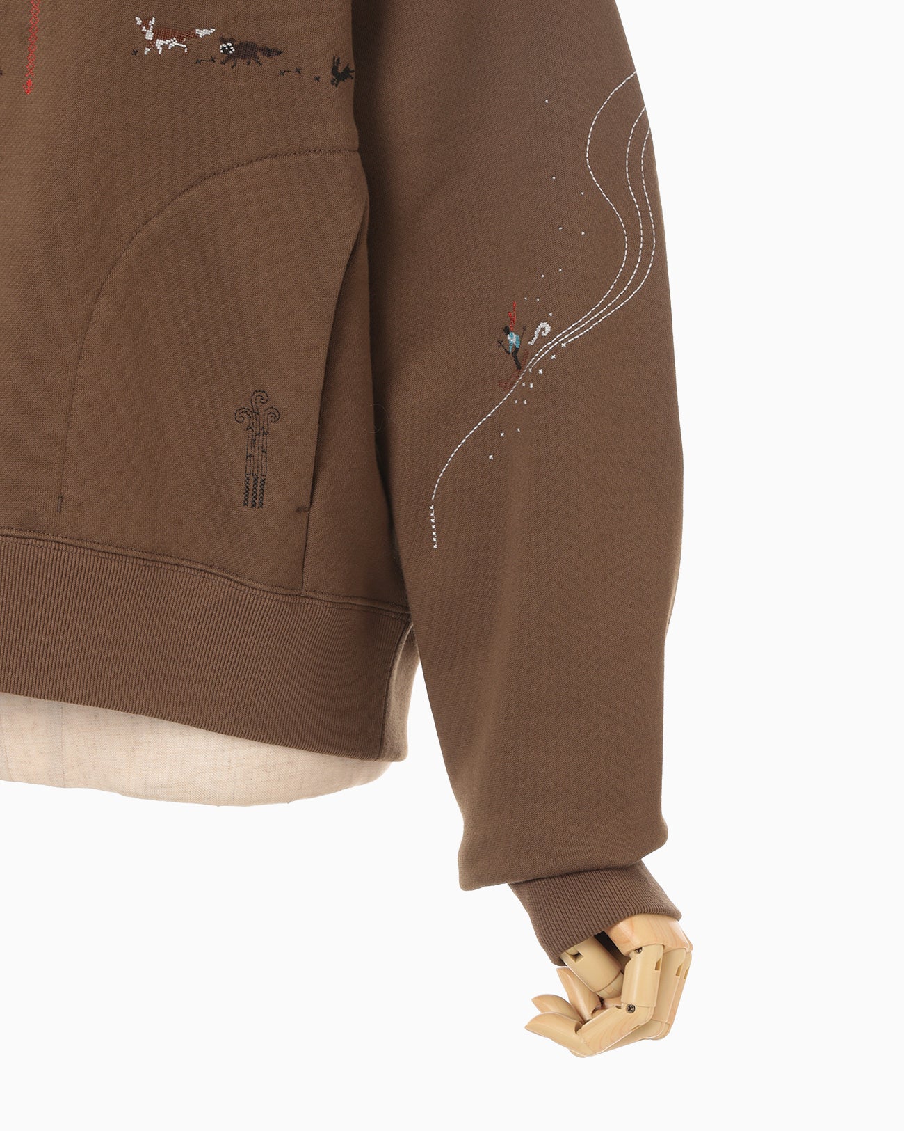 Landscape Embroidery Half Zipped Sweatshirt - brown - Mame Kurogouchi