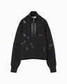 Landscape Embroidery Half Zipped Sweatshirt - navy