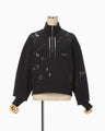 Landscape Embroidery Half Zipped Sweatshirt - navy