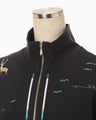 Landscape Embroidery Half Zipped Sweatshirt - navy