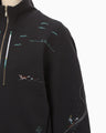Landscape Embroidery Half Zipped Sweatshirt - navy