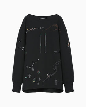 Landscape Embroidery Sweatshirt - black