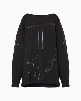 Landscape Embroidery Sweatshirt - navy