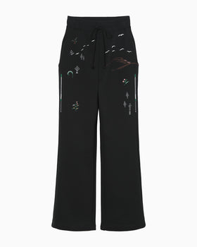 Landscape Embroidery Sweat Trousers - black