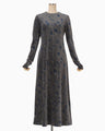 Velour Jersey Floral Dress - grey