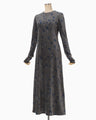 Velour Jersey Floral Dress - grey