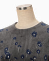 Velour Jersey Floral Dress - grey