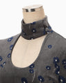 Velour Jersey Floral High Neck Top - grey