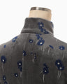 Velour Jersey Floral High Neck Top - grey