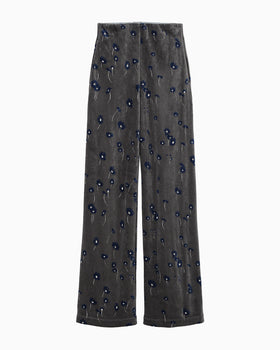 Velour Jersey Floral Trousers - grey