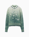 Floral Jacquard Graphic Knit Cardigan - green
