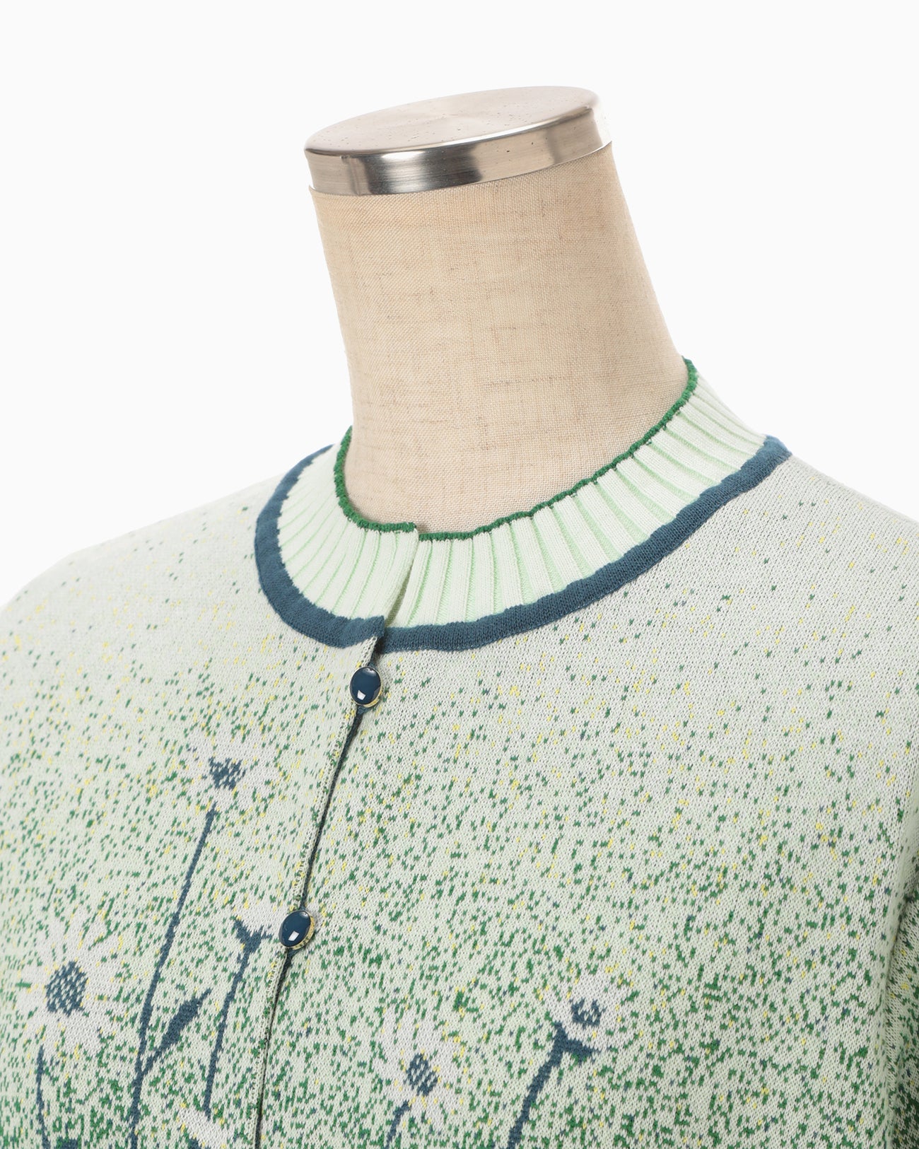 Floral Jacquard Graphic Knit Cardigan - green - Mame Kurogouchi