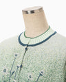 Floral Jacquard Graphic Knit Cardigan - green
