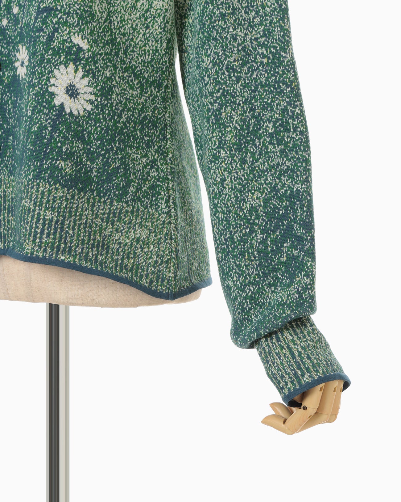Floral Jacquard Graphic Knit Cardigan - green - Mame Kurogouchi