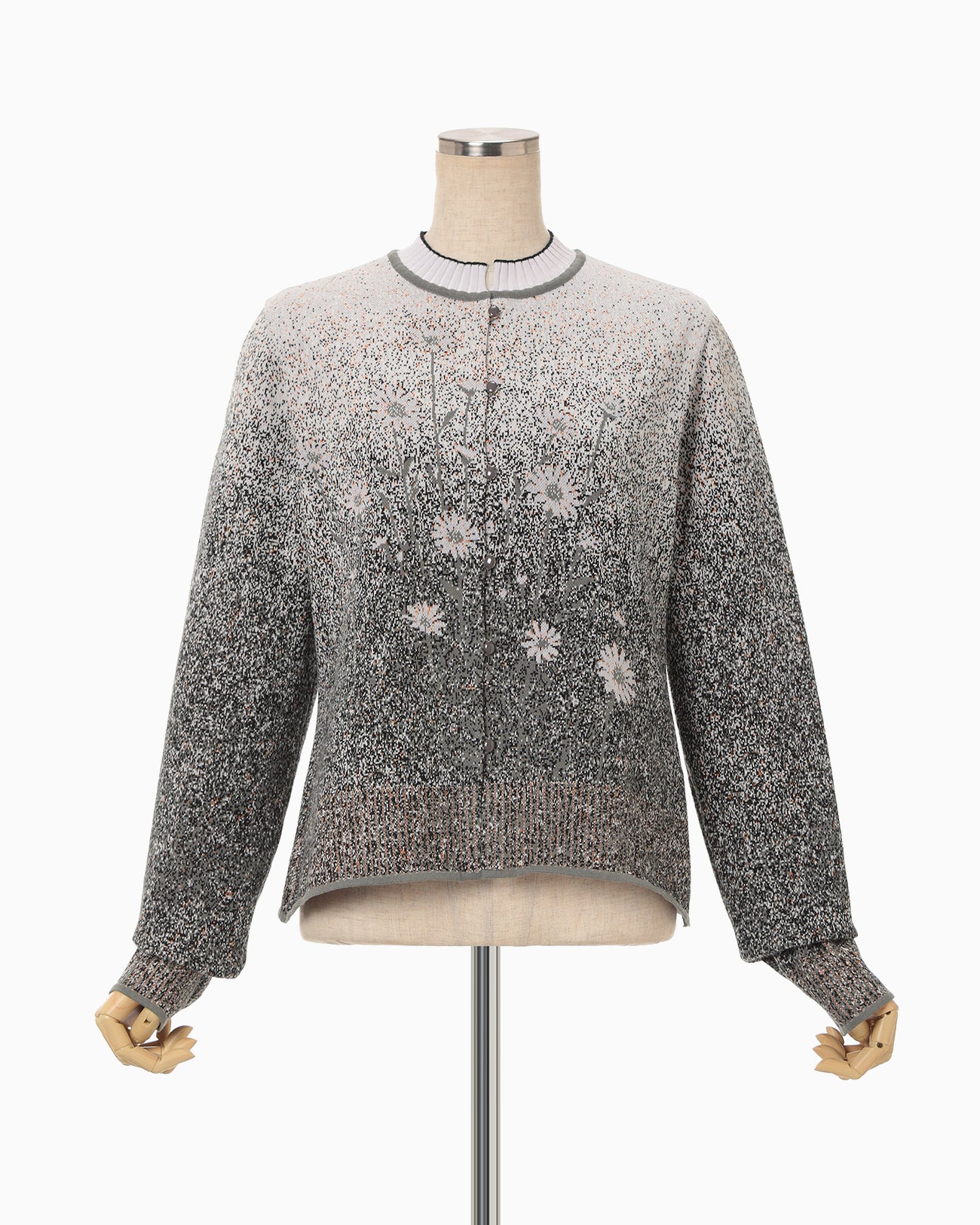 Floral Jacquard Graphic Knit Cardigan - purple - Mame Kurogouchi