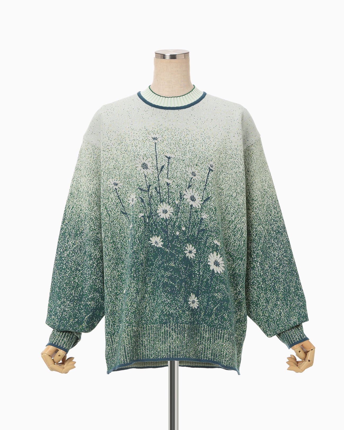 Floral Jacquard Graphic Knit Top - green - Mame Kurogouchi