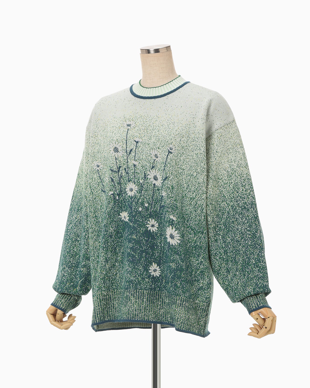 Floral Jacquard Graphic Knit Top - green - Mame Kurogouchi
