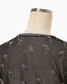 Floral Pattern Long Sleeve Sheer Knit Top - black