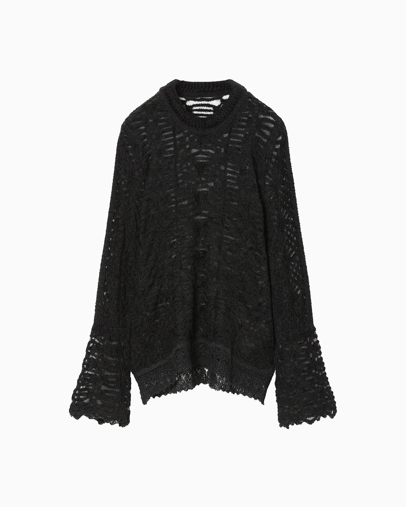 Sheer Jacquard Mole Knit Top - black - Mame Kurogouchi