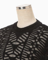 Sheer Jacquard Mole Knit Top - black