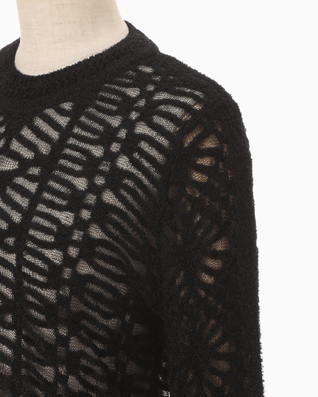 Sheer Jacquard Mole Knit Top - black - Mame Kurogouchi