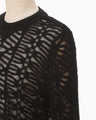Sheer Jacquard Mole Knit Top - black