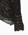 Sheer Jacquard Mole Knit Top - black