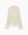 Sheer Jacquard Mole Knit Top - ecru