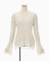 Sheer Jacquard Mole Knit Top - ecru