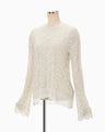 Sheer Jacquard Mole Knit Top - ecru