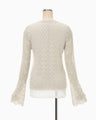 Sheer Jacquard Mole Knit Top - ecru