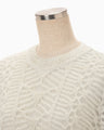 Sheer Jacquard Mole Knit Top - ecru