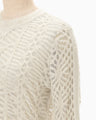 Sheer Jacquard Mole Knit Top - ecru
