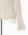 Sheer Jacquard Mole Knit Top - ecru