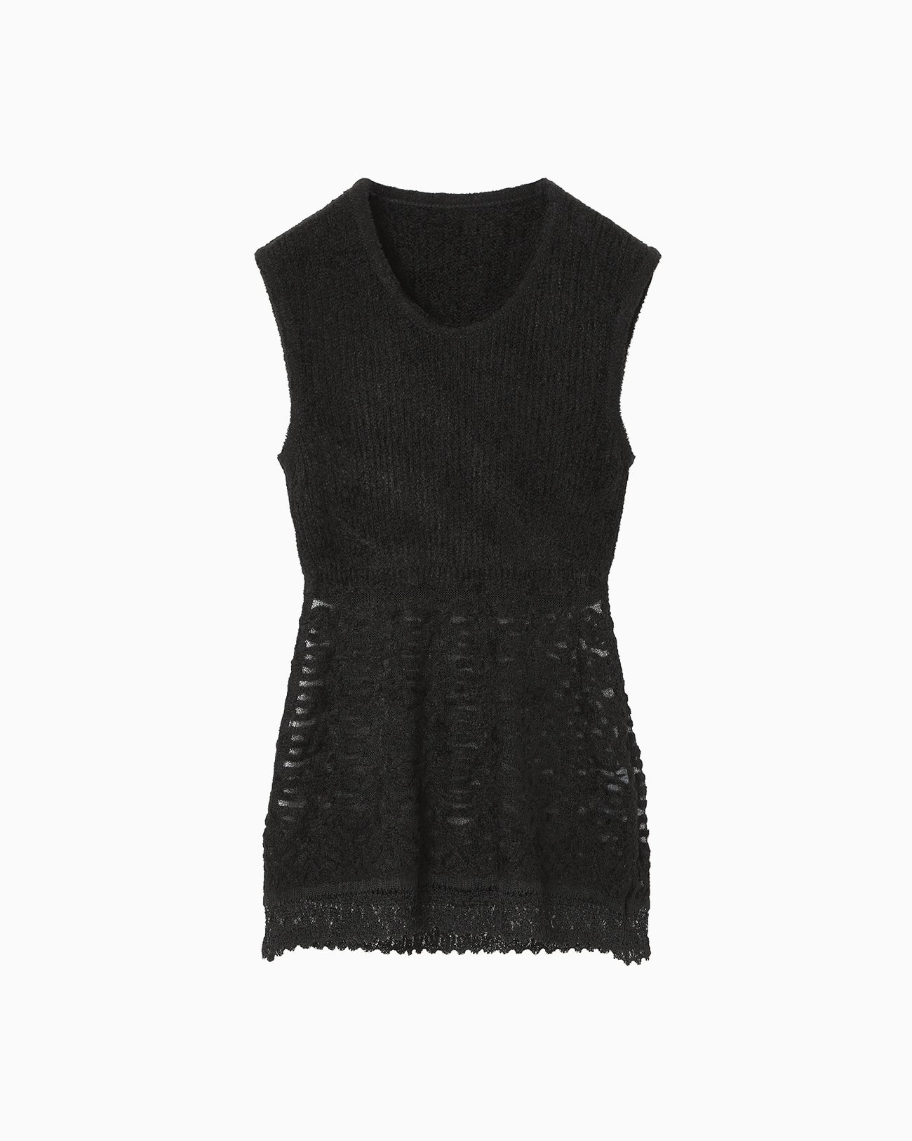 【つき】Mame Kurogouchi Sheer Vest Sheer Jacquard Mole Knit Vest - black - Mame Kurogouchi