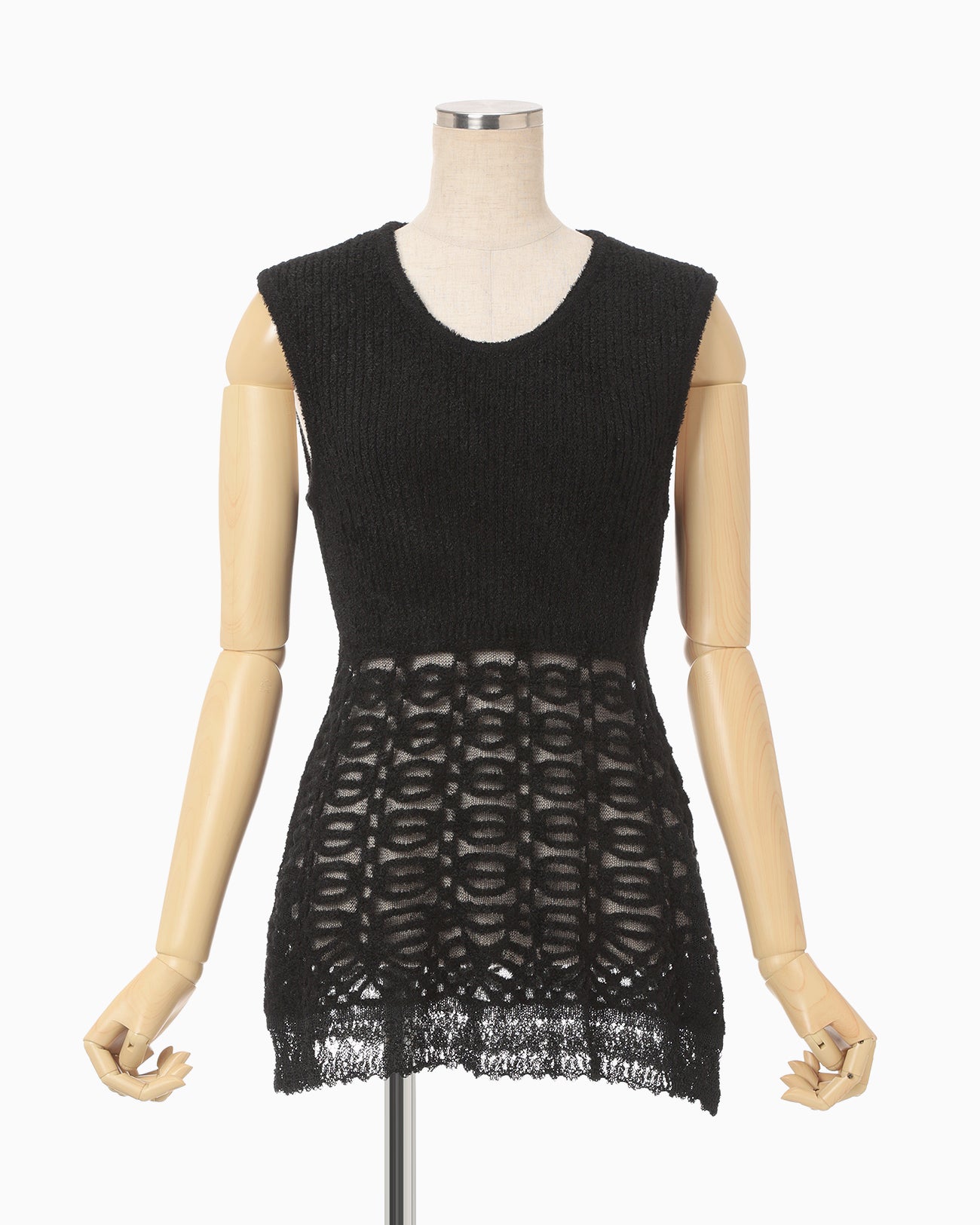 Sheer Jacquard Mole Knit Vest - black - Mame Kurogouchi