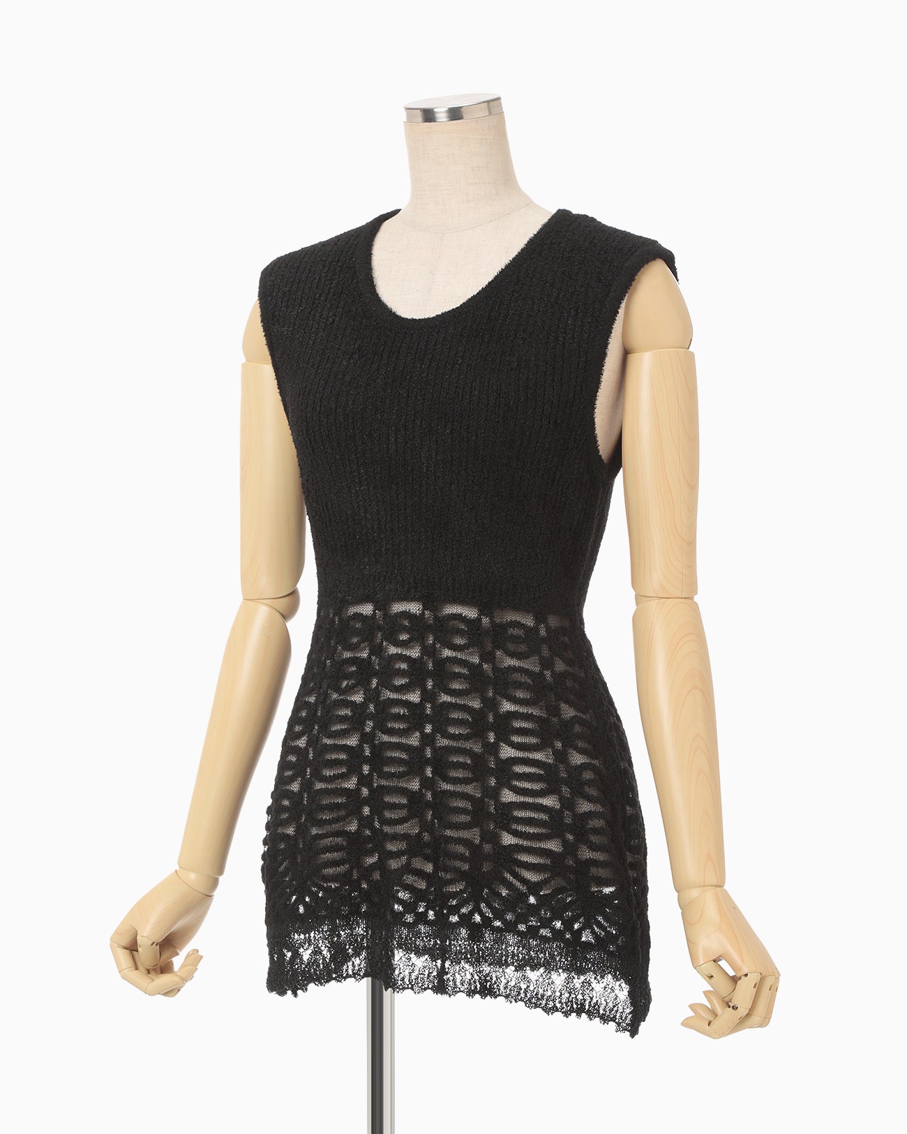Sheer Jacquard Mole Knit Vest - black - Mame Kurogouchi