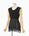 Sheer Jacquard Mole Knit Vest - black