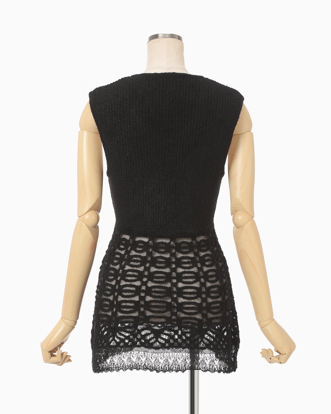 【つき】Mame Kurogouchi Sheer Vest Sheer Jacquard Mole Knit Vest - black - Mame Kurogouchi
