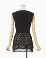 Sheer Jacquard Mole Knit Vest - black