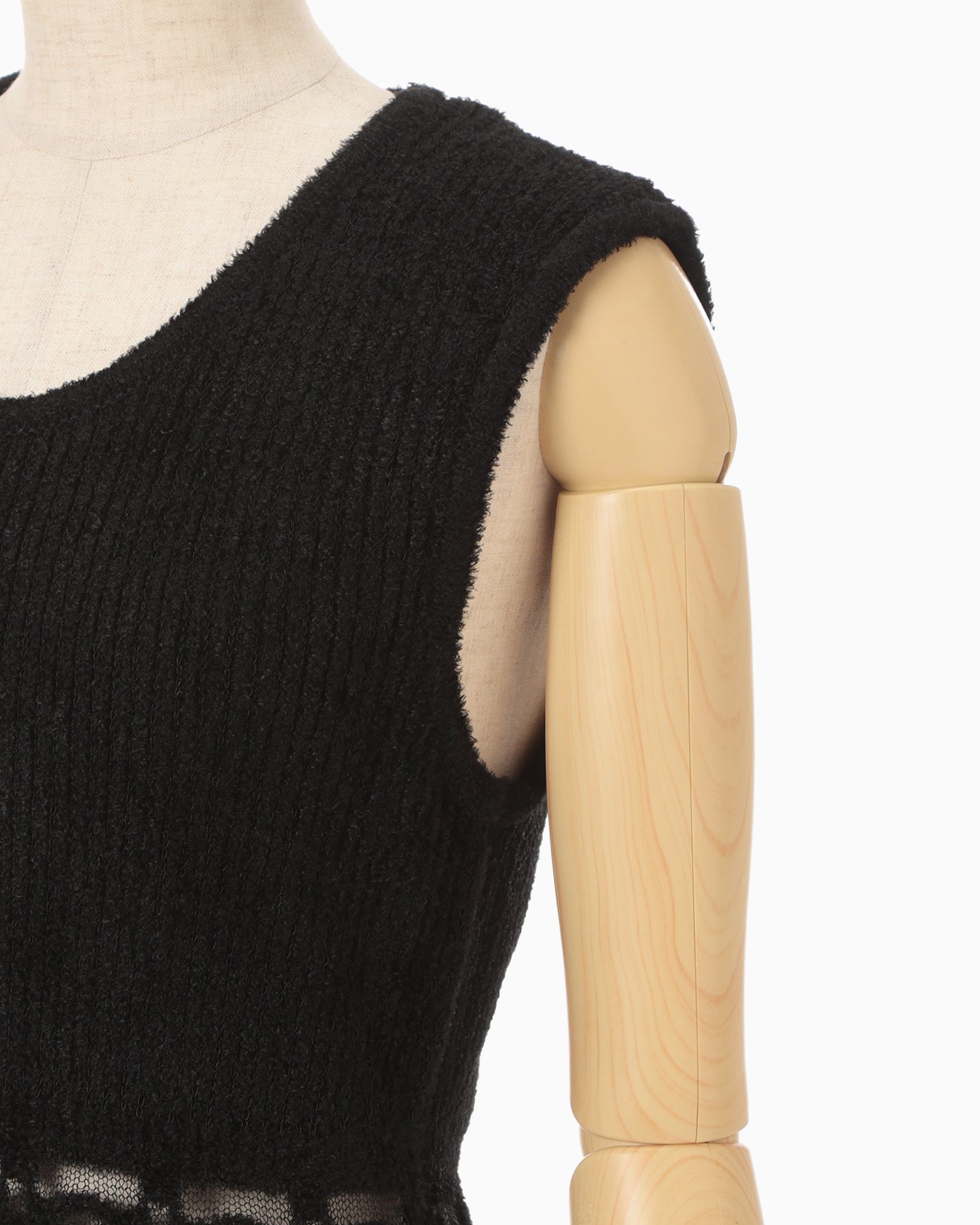 Sheer Jacquard Mole Knit Vest - black - Mame Kurogouchi
