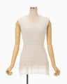 Sheer Jacquard Mole Knit Vest - ecru