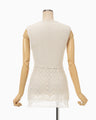 Sheer Jacquard Mole Knit Vest - ecru