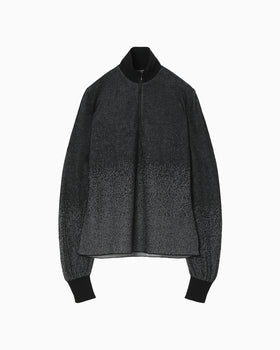 Half Zip Gradation Knit Top - black