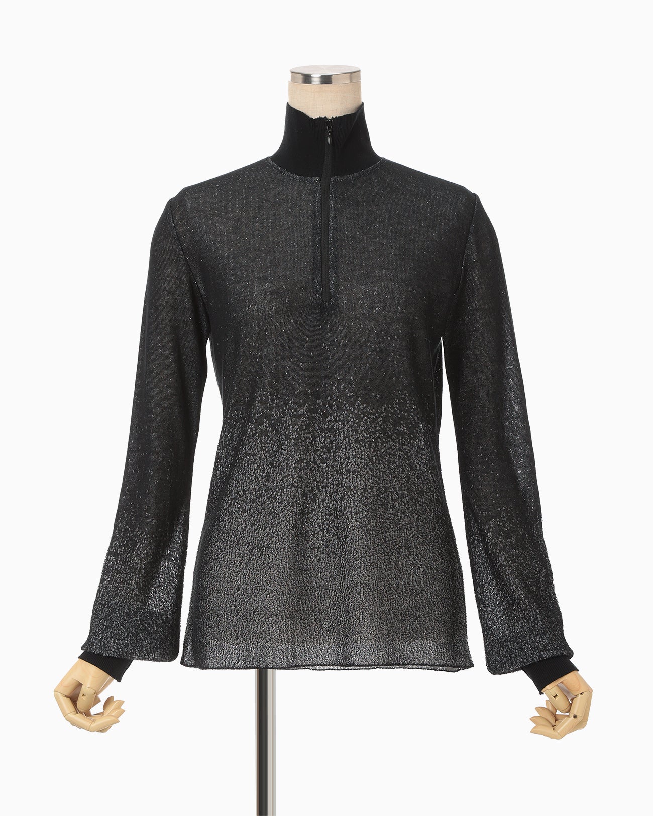 Half Zip Gradation Knit Top - black - Mame Kurogouchi