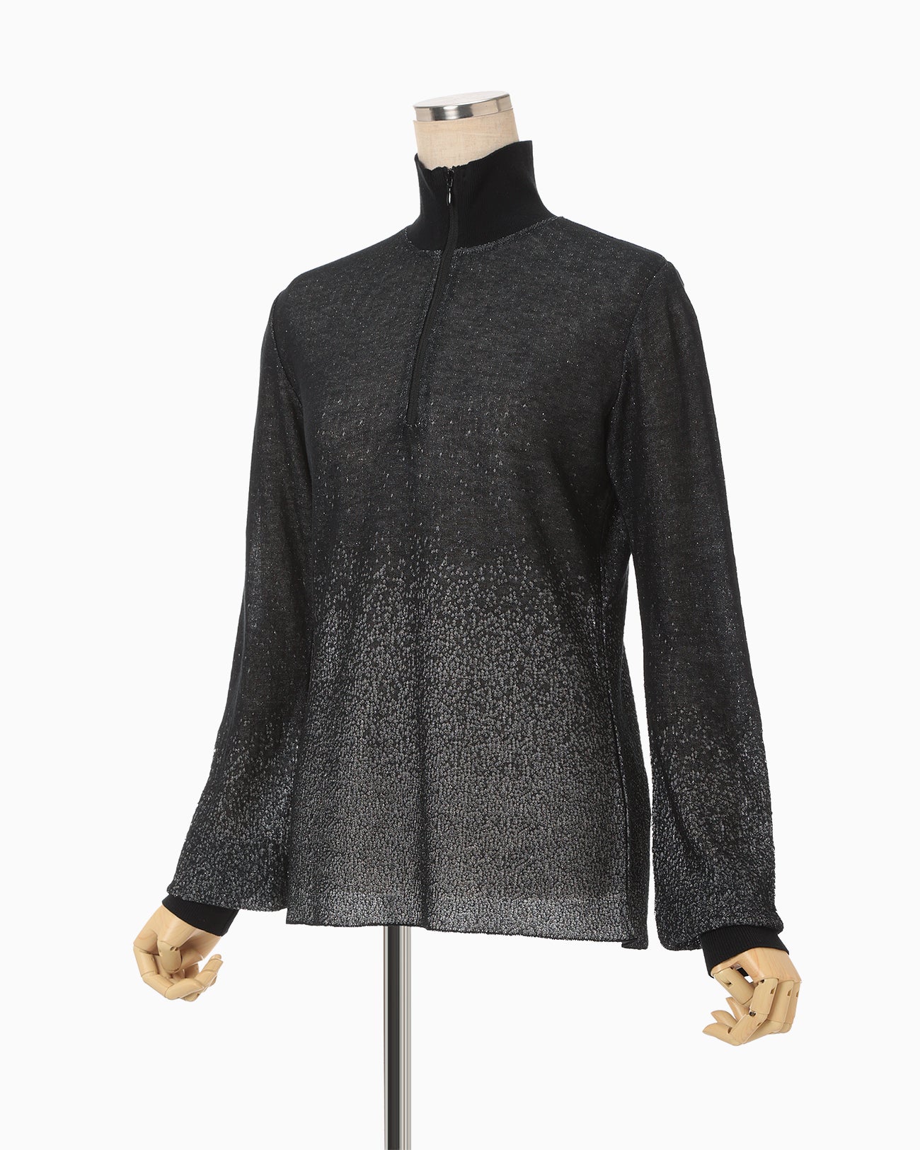 Half Zip Gradation Knit Top - black - Mame Kurogouchi